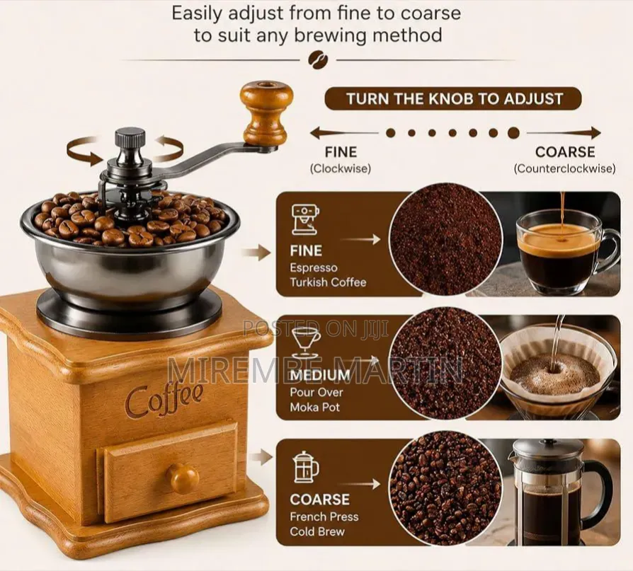 A Vintage Manual Wooden Coffee Grinder