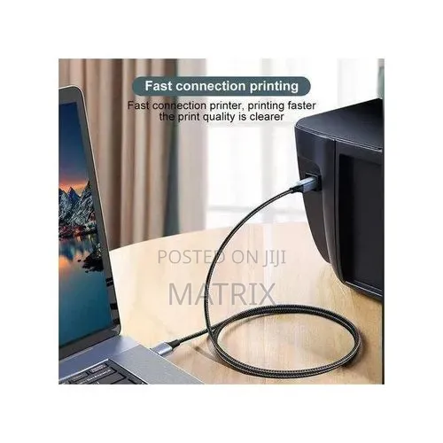 Printer Cable Type-C to USB B 2.0 Printer Scanner Laptop Computer