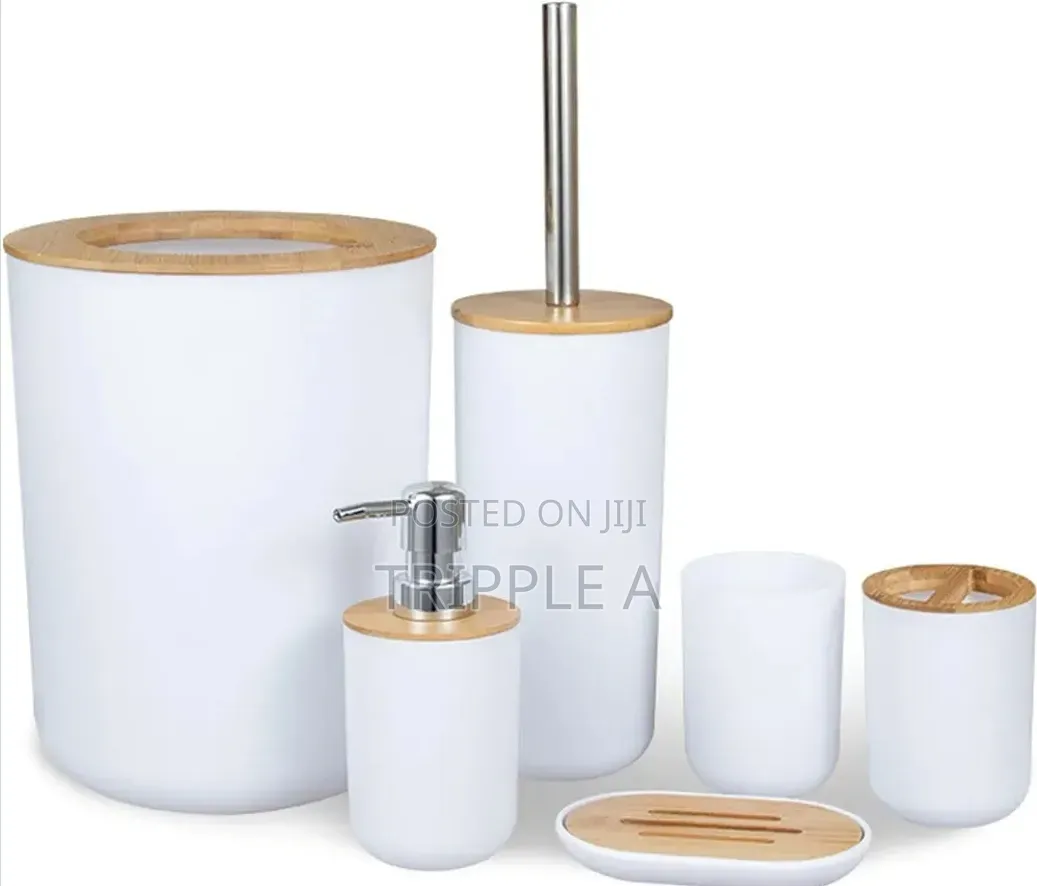 6pcs Bathroom Accessory Set Black and White