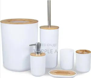 6pcs Bathroom Accessory Set Black and White