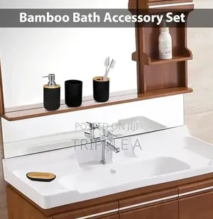 6pcs Bathroom Accessory Set Black and White