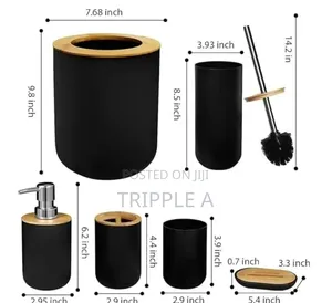 6pcs Bathroom Accessory Set Black and White