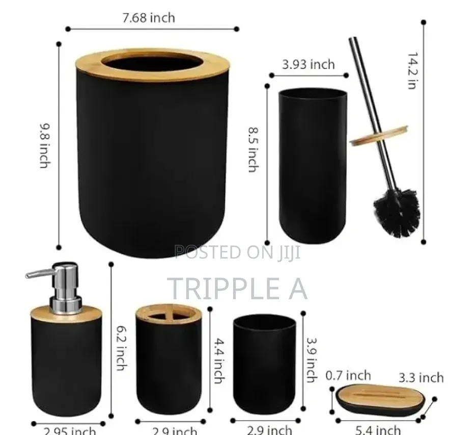 6pcs Bathroom Accessory Set Black and White