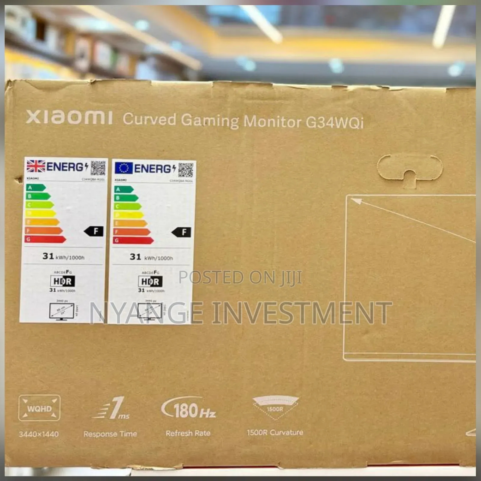 Xiaomi Curved Gaming Monitor 34 Inch 180Hz High Refresh Rate,