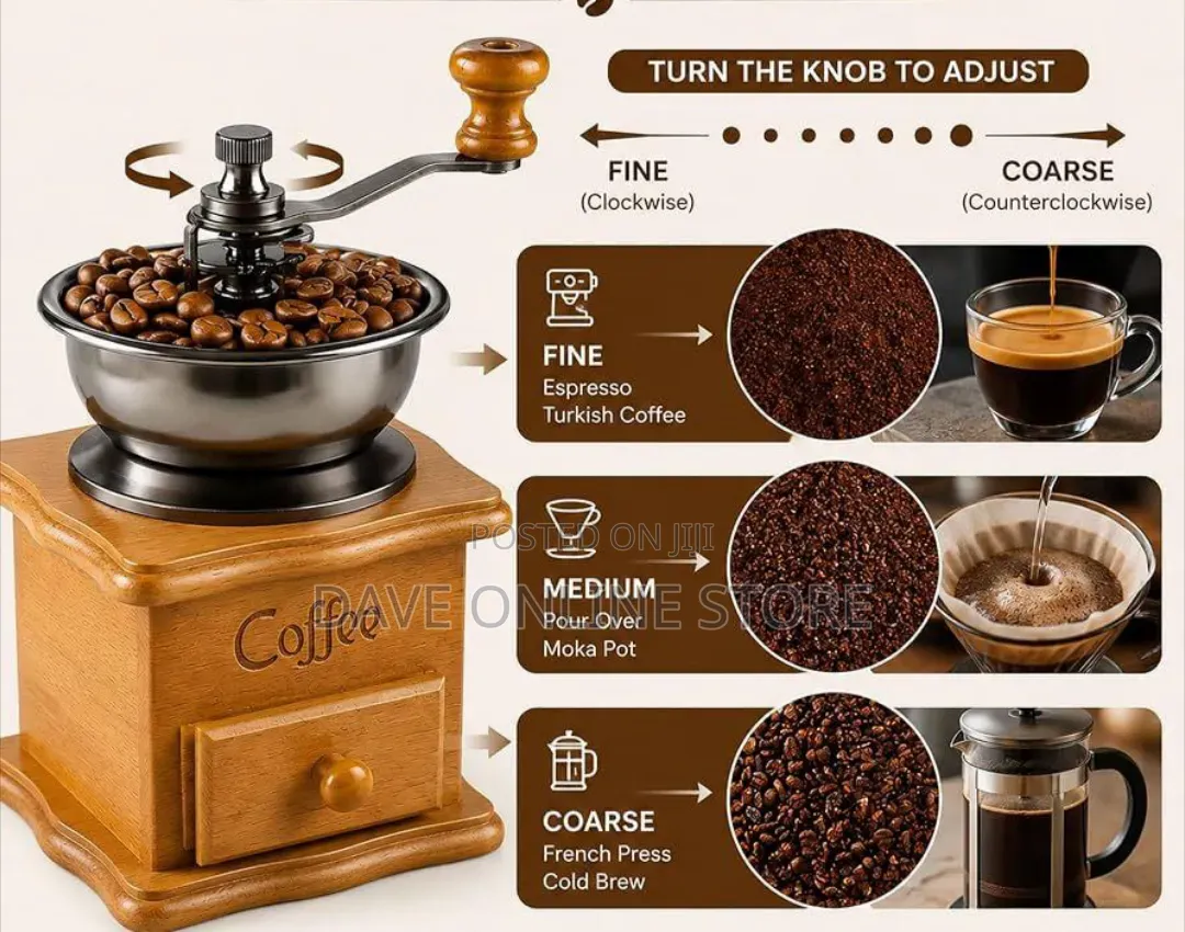 Vintage Wooden Manual Coffee Grinder: