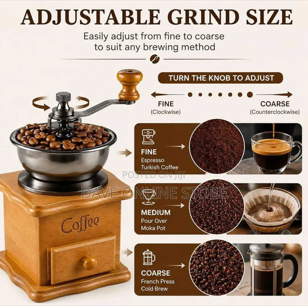 Vintage Wooden Manual Coffee Grinder: