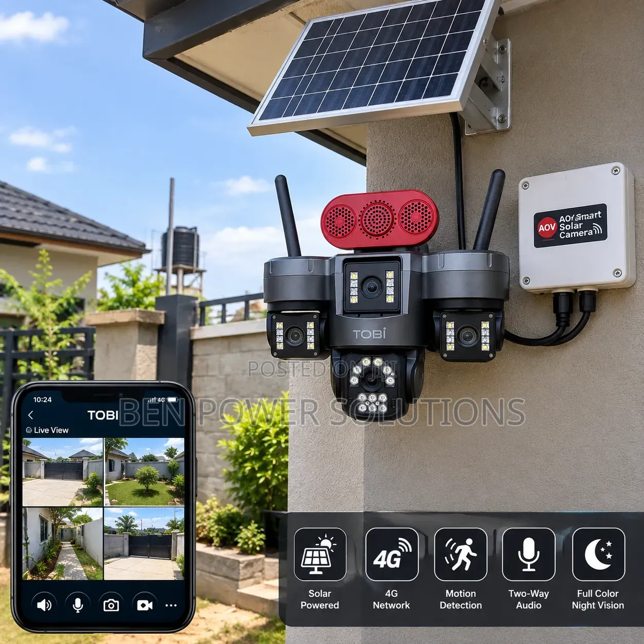 3 Lens AOV Smart Security Solar Camera