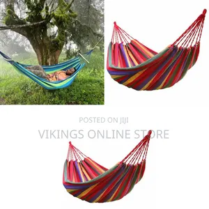 Multicoloured Striped Canvas Outdoor Camping Hammock