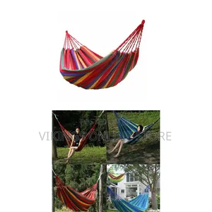 Multicoloured Striped Canvas Outdoor Camping Hammock