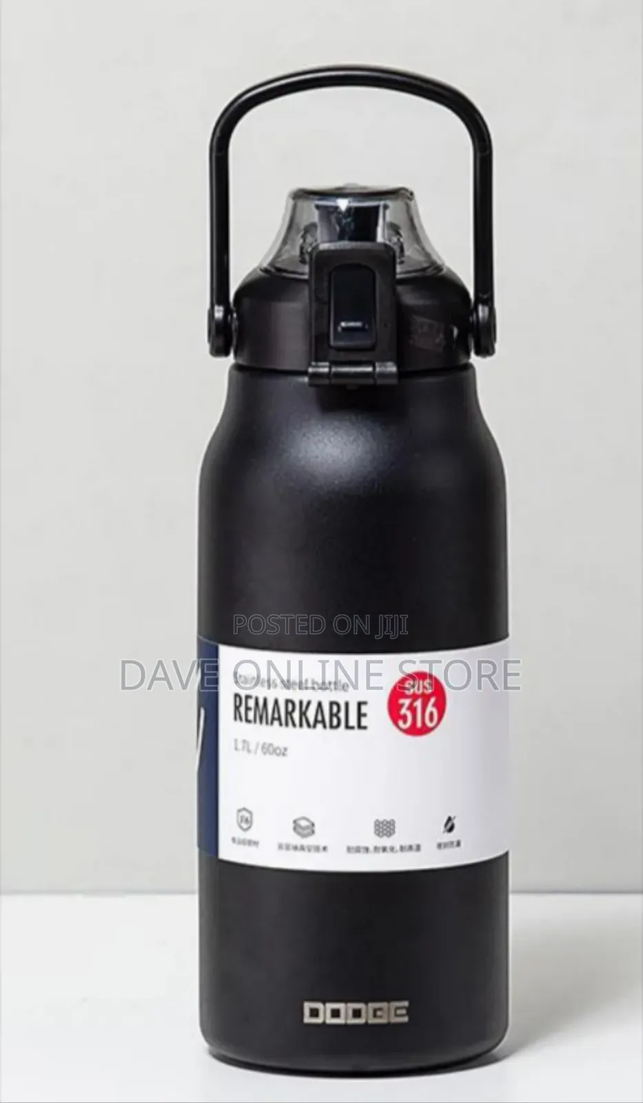 DODGE 1.7L (60oz) Stainless Steel Vacuum Thermal Water Bottle.