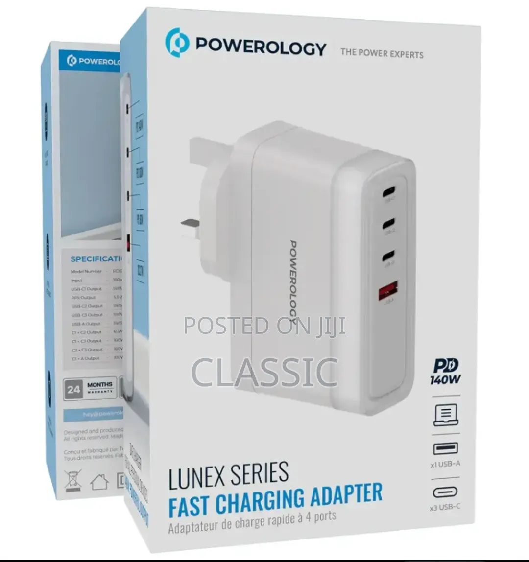 Powerology Lunex Series 140W Fast-Charging Adapter