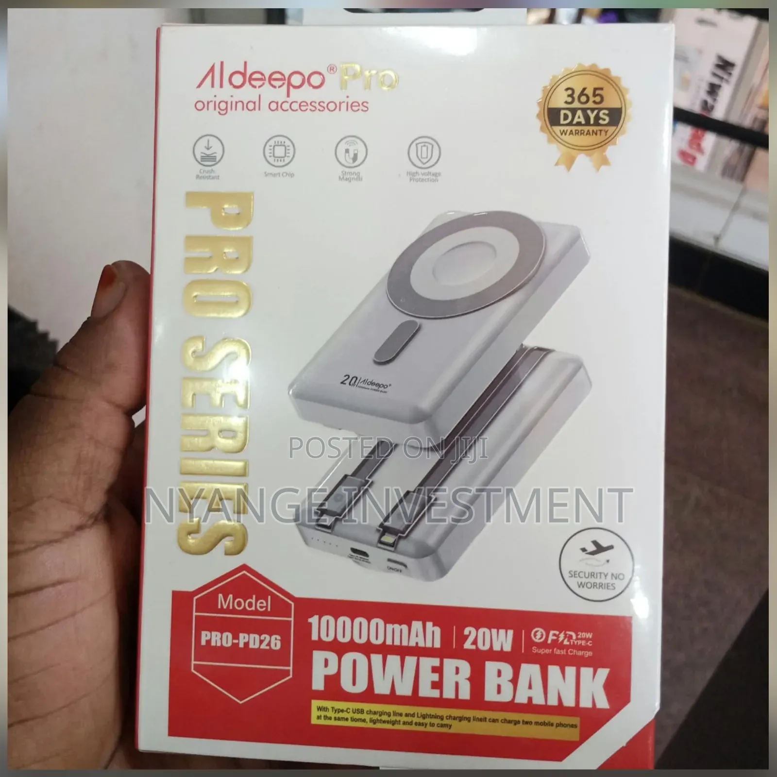 Aldeepo Pro Series 10000mAh Magnetic Wireless Power Bank.