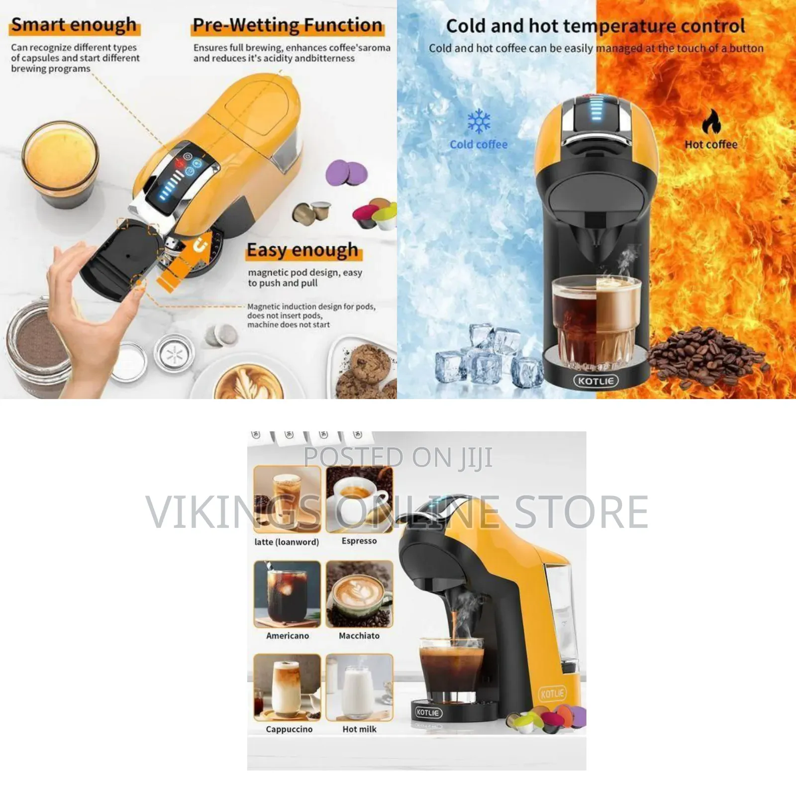 Yellow RAF 19 Bar Espresso 5-in-1 Automatic Coffee Machine
