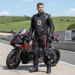 Ghost Racing Motorcycle Riding Suit, a Two-Piece Black Protective