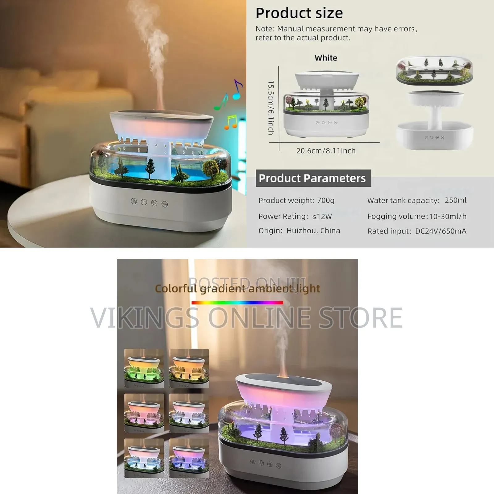 Raindrop Humidifier Aroma Diffuser With Soothing Rain Sounds