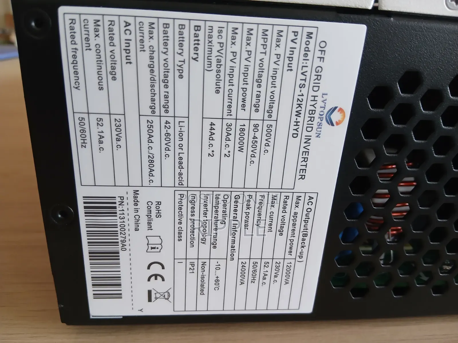 12kva LVTOPSUN Hybrid Solar Inverter – 18,000W PV Input 48V