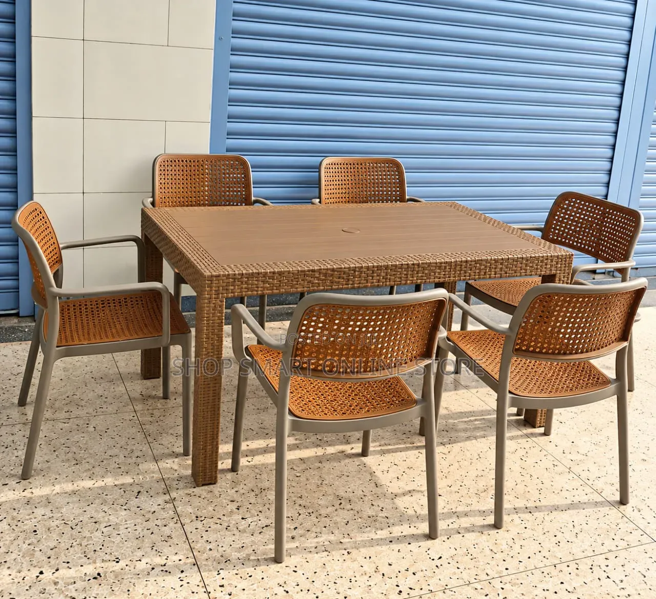 Plastic Table and Chairs for Dining 6 People, Bars, Restaurant, Garden