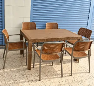 Plastic Table and Chairs for Dining 6 People, Bars, Restaurant, Garden