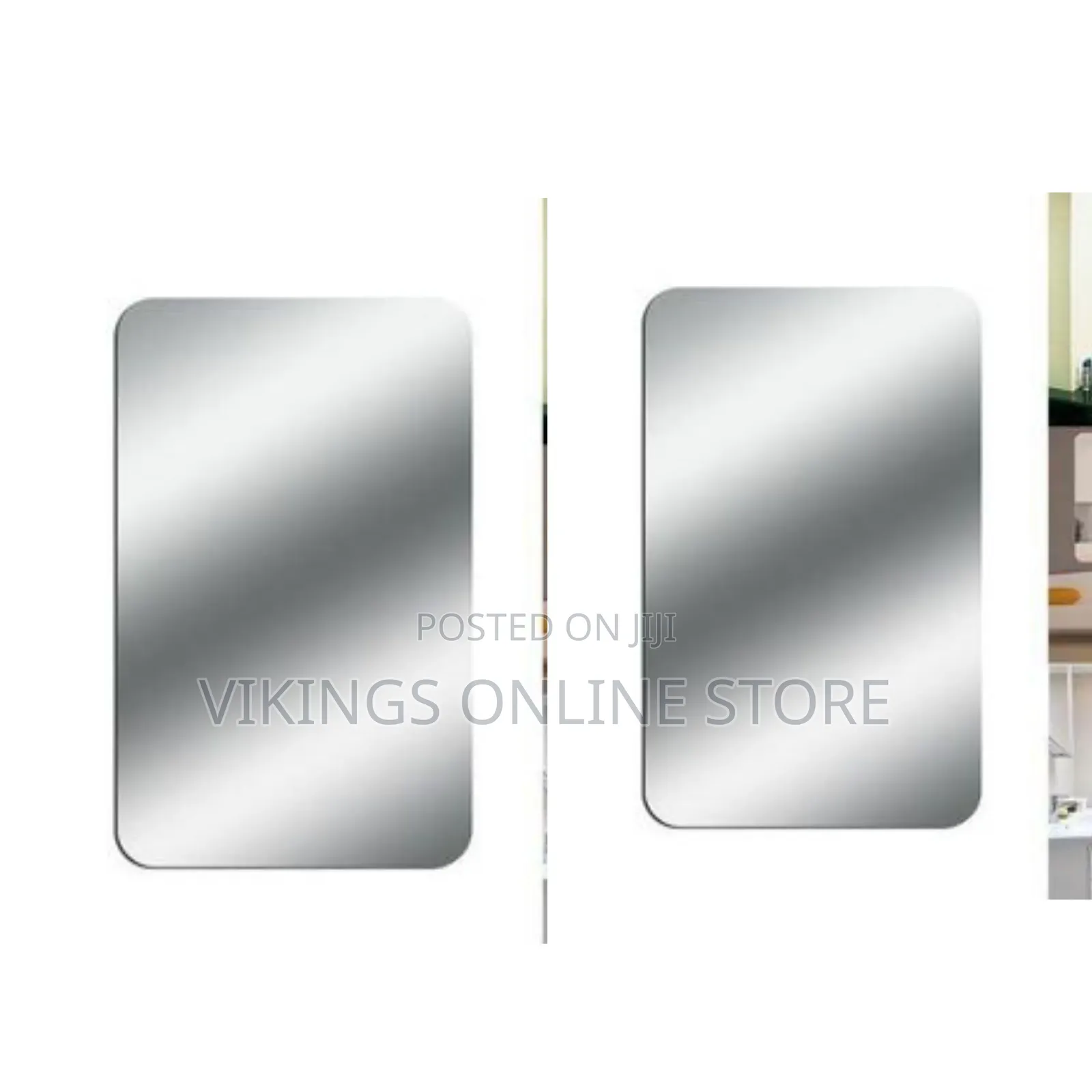 Frameless Self-Adhesive Mirror Tile Features Smooth Rounded Corners