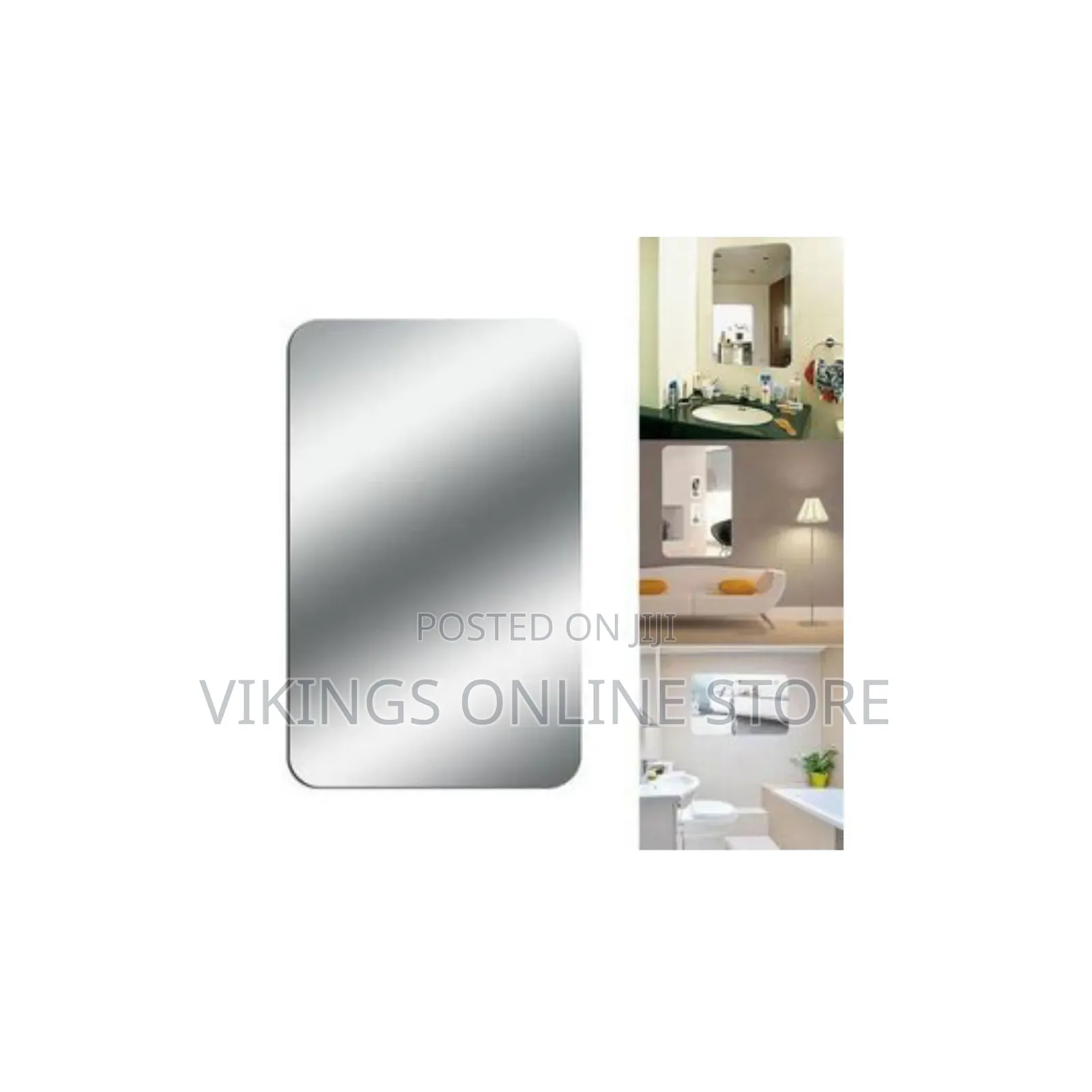 Frameless Self-Adhesive Mirror Tile Features Smooth Rounded Corners