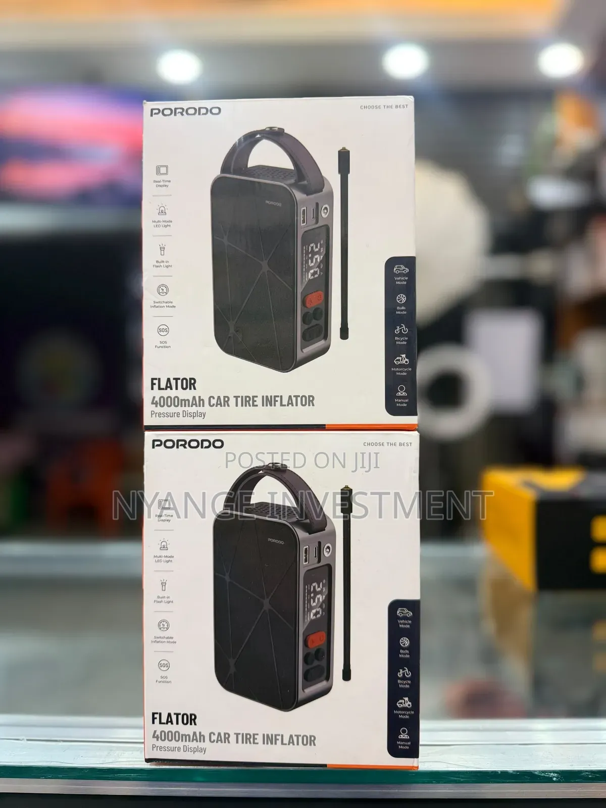 Porodo Flator 4,000mAh Car Tire Inflator With Pressure Display -