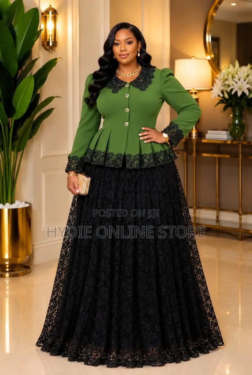 Long Sleeved and Pleated Skirt Set