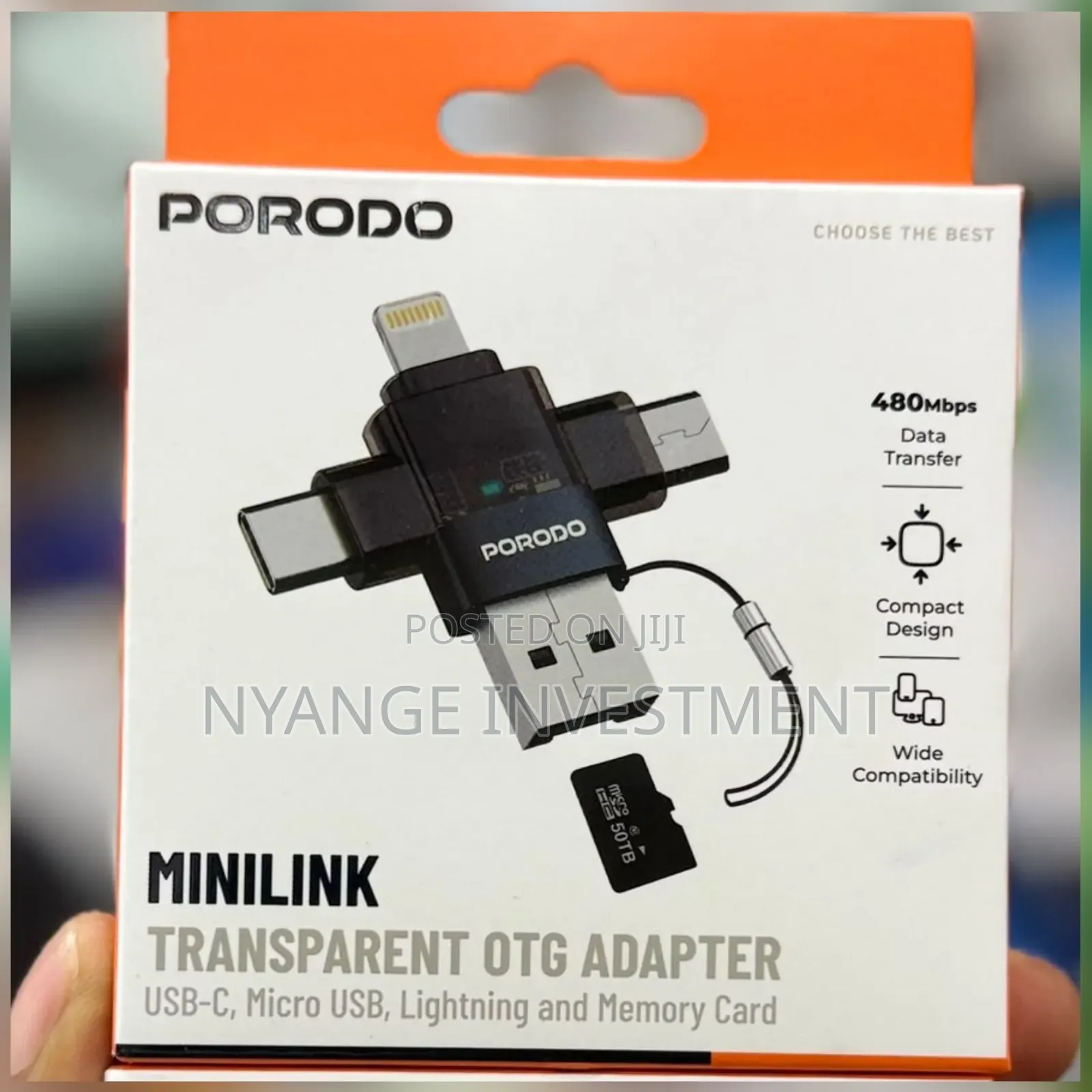 Porodo Minilink Transparent OTG Adapter .