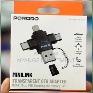 Porodo Minilink Transparent OTG Adapter .