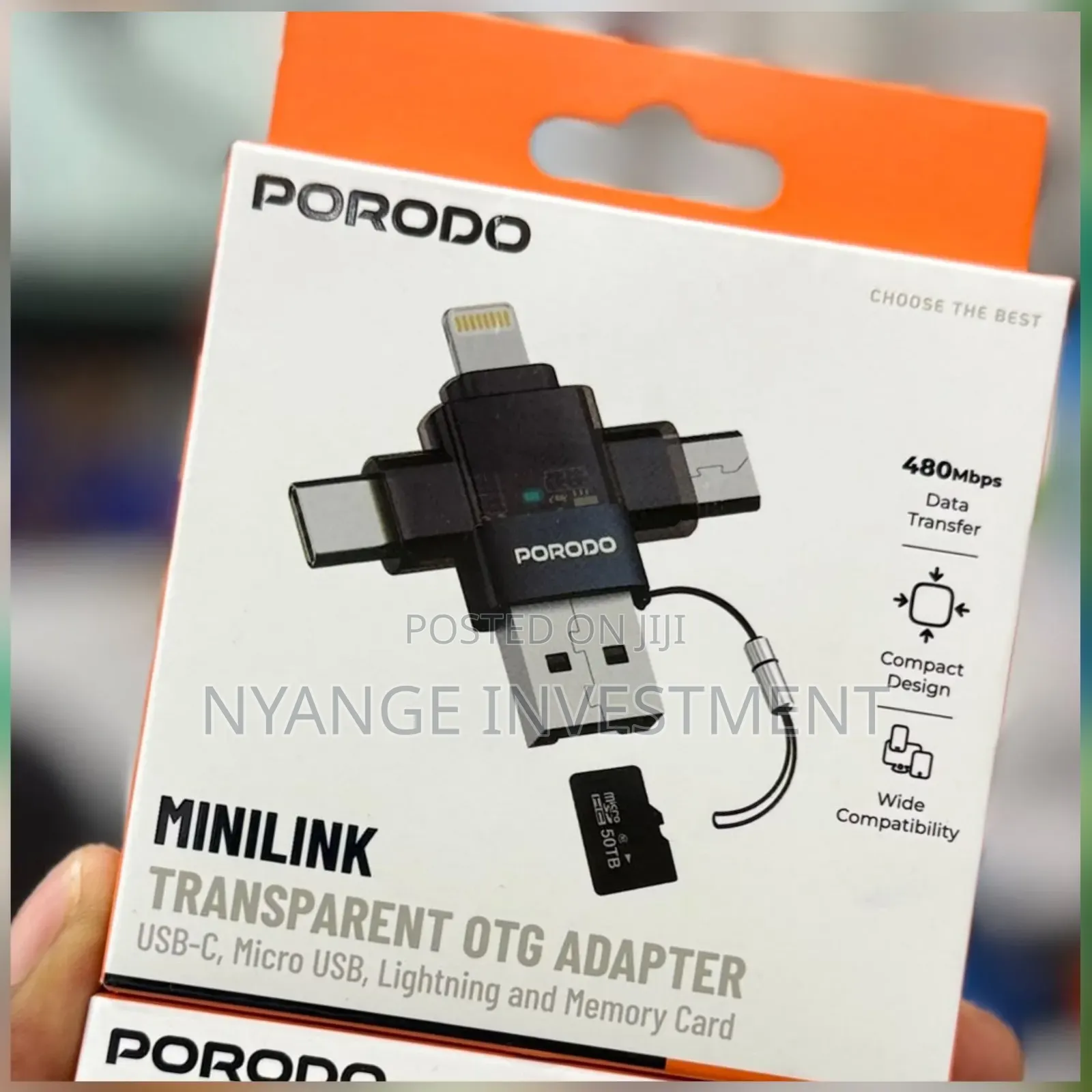 Porodo Minilink Transparent OTG Adapter .