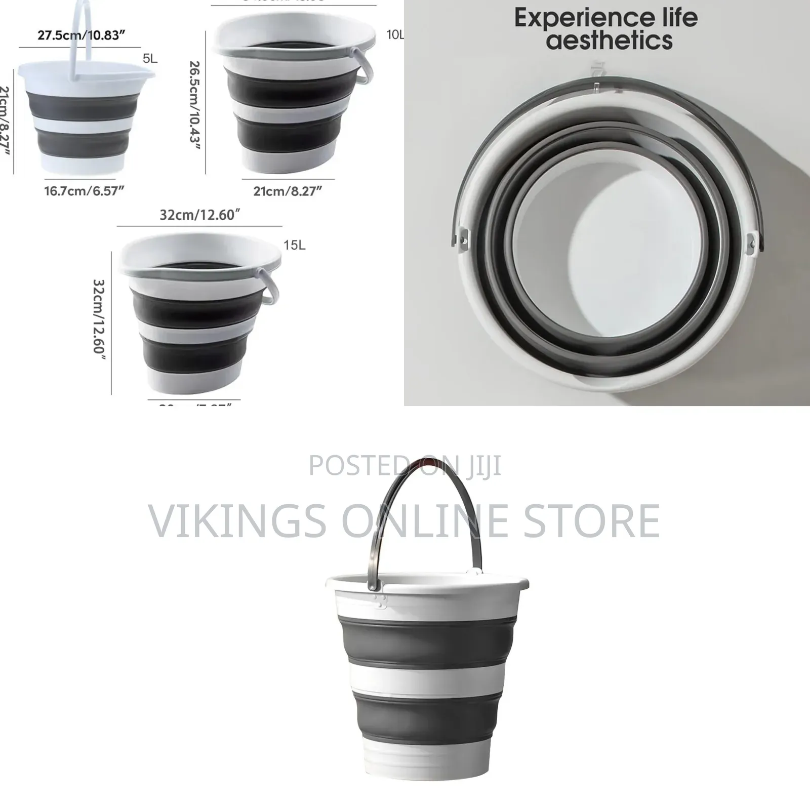 Striped Collapsible Water Bucket