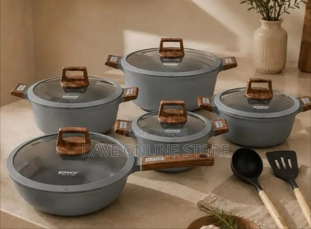 Donnor 15-Piece Non-Stick Granite Cookware Set in Gray
