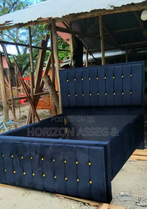 Blue Suede Fabric Sofa Bed 5x6