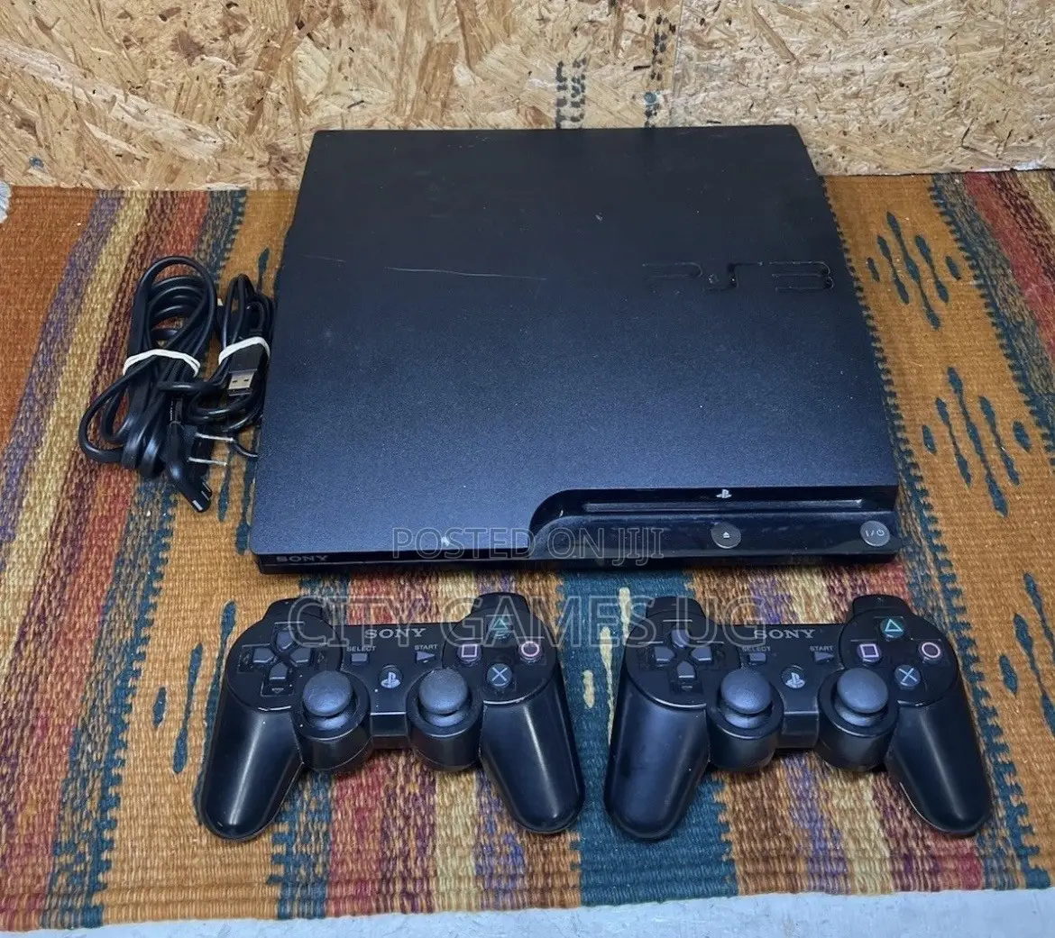 Sony PlayStation 3 Slim Black 250gb Gaming Console With 2 Controllers