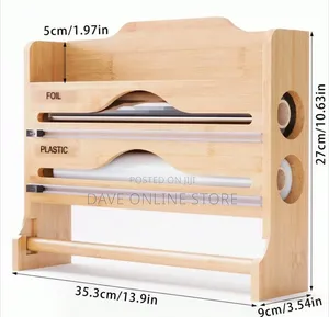 3-in-1 Bamboo Kitchen Roll Holder and Foil Dispenser