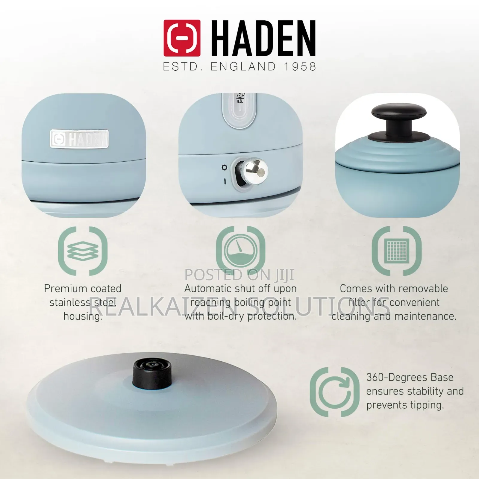 UK HADEN 1.5L Highclere Vintage Rapid Boil Stainless Steel Kettle