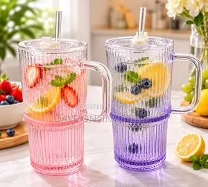600ml Ribbed Glass Tumbler