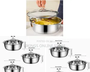 Polished Stainless Steel Cooking Pot With a Clear Glass Lid