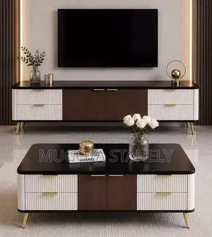 Black Top Center Table and TV Stand