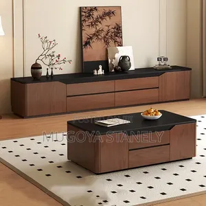 Black Top Center Table and TV Stand