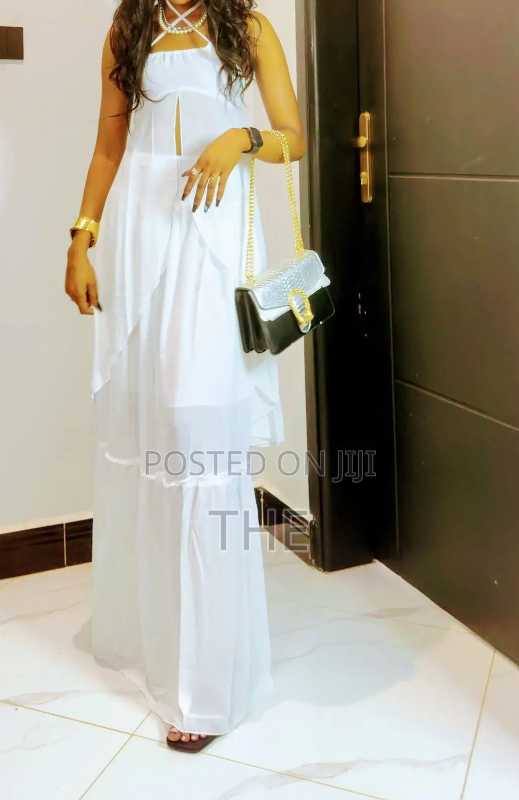 Luxury Ladies Halter-Neck Flowing Maxi Dresses