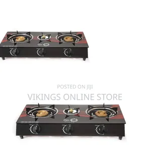 Double Table-Top 3-Burner Tempered Glass Gas Stove