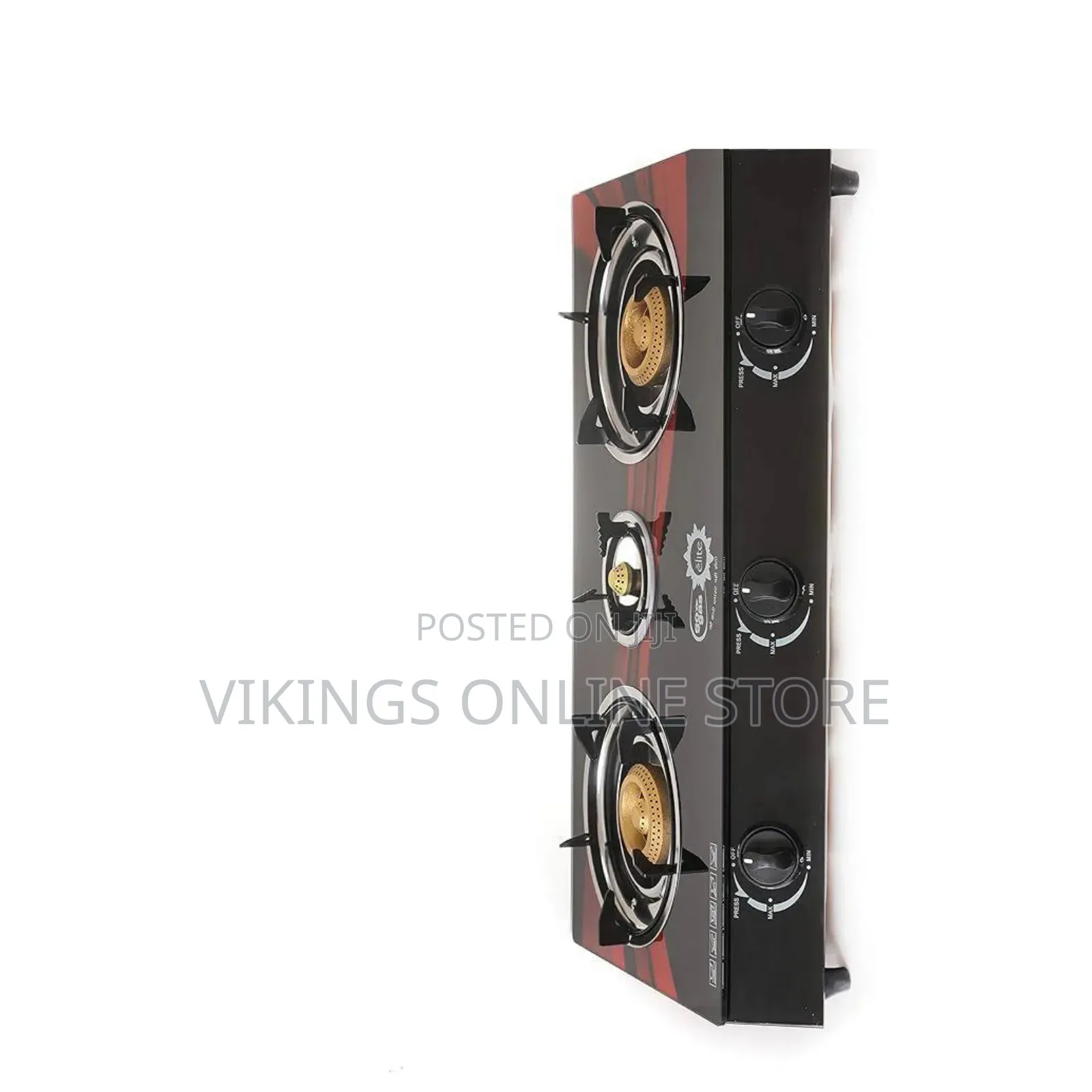 Double Table-Top 3-Burner Tempered Glass Gas Stove