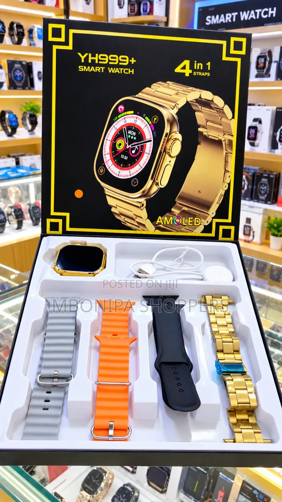 YH999+ AMOLED Smart Watch – 4-in-1 Straps