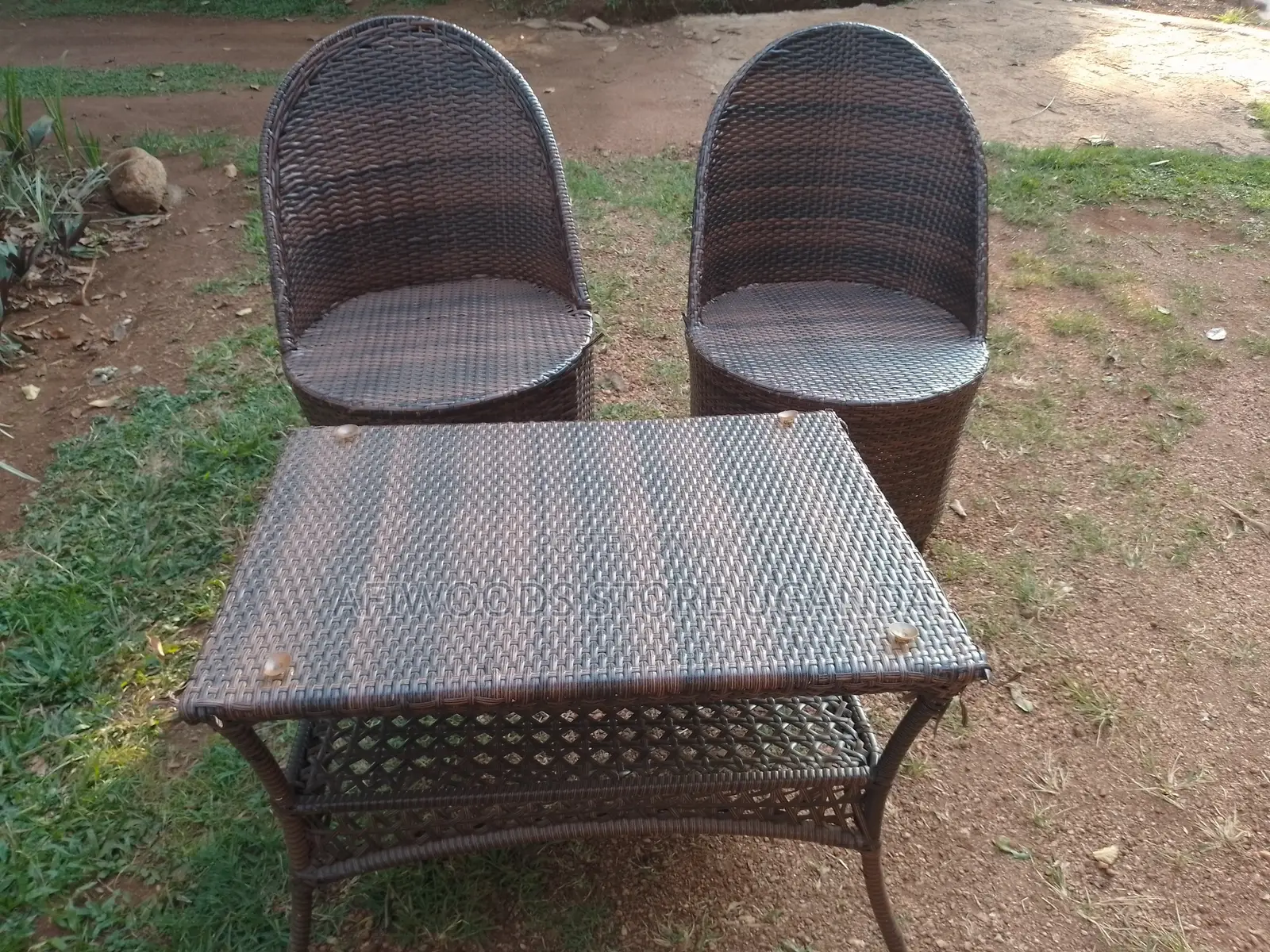 Balcony Crafted Chairs With a Table Brown in Good Condition