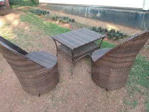 Balcony Crafted Chairs With a Table Brown in Good Condition