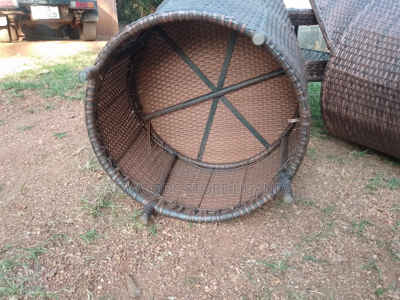 Balcony Crafted Chairs With a Table Brown in Good Condition