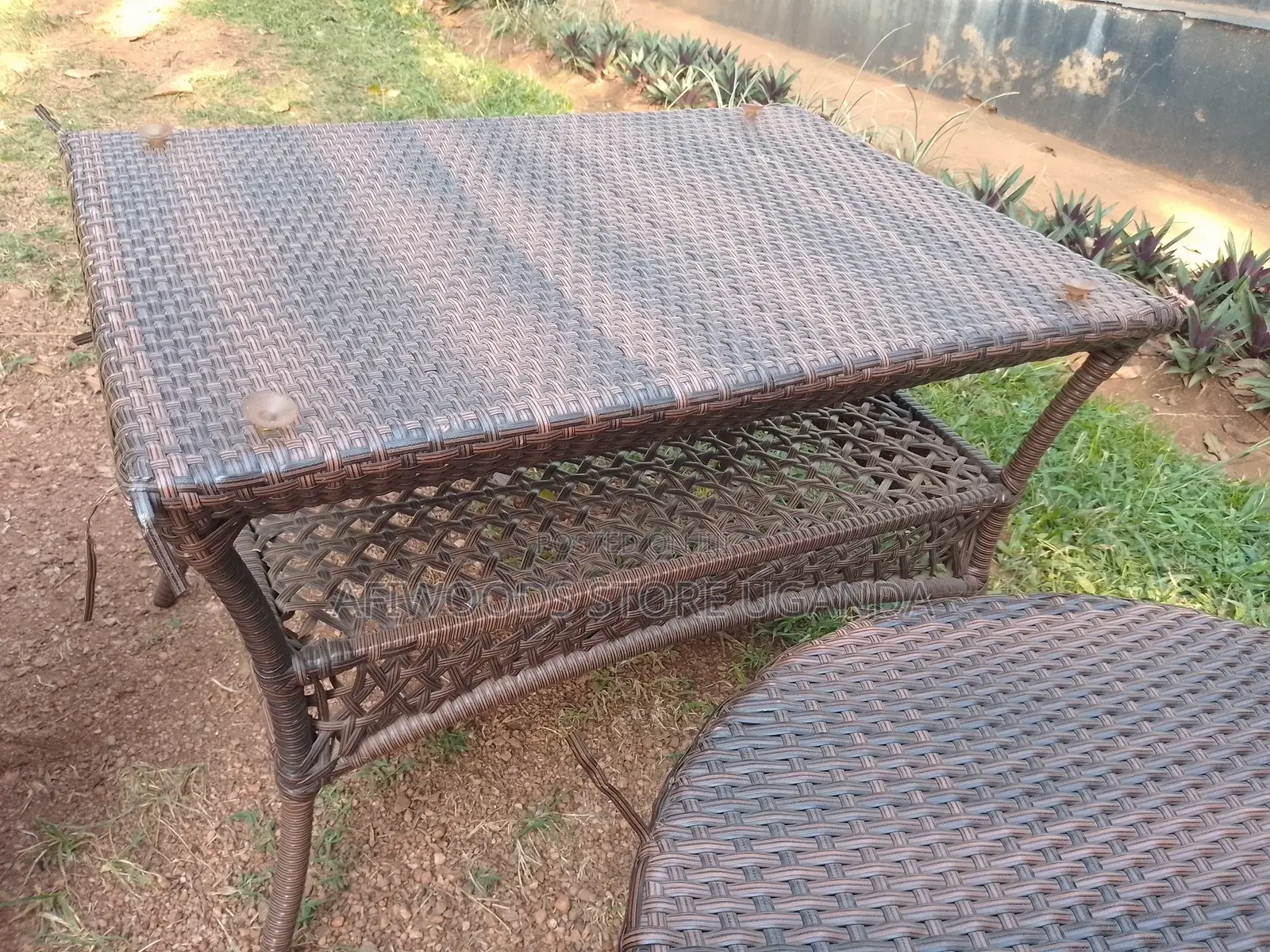 Balcony Crafted Chairs With a Table Brown in Good Condition