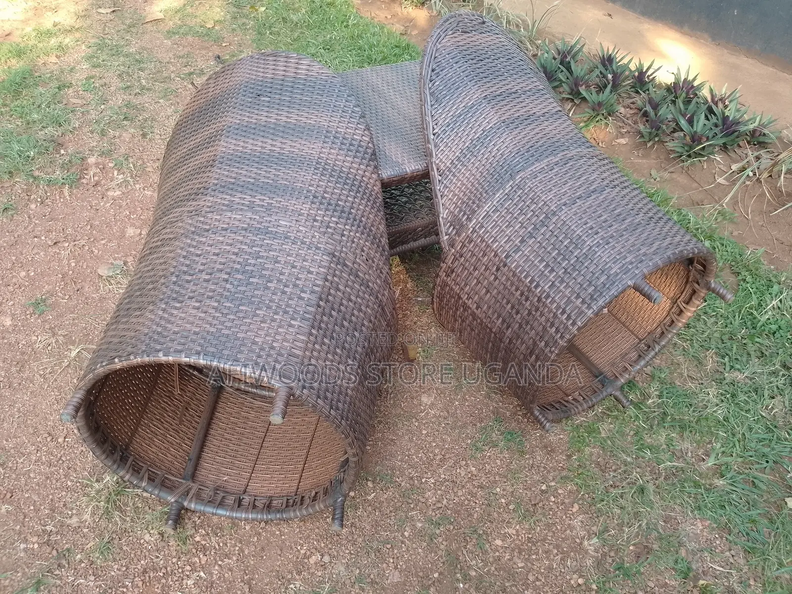 Balcony Crafted Chairs With a Table Brown in Good Condition