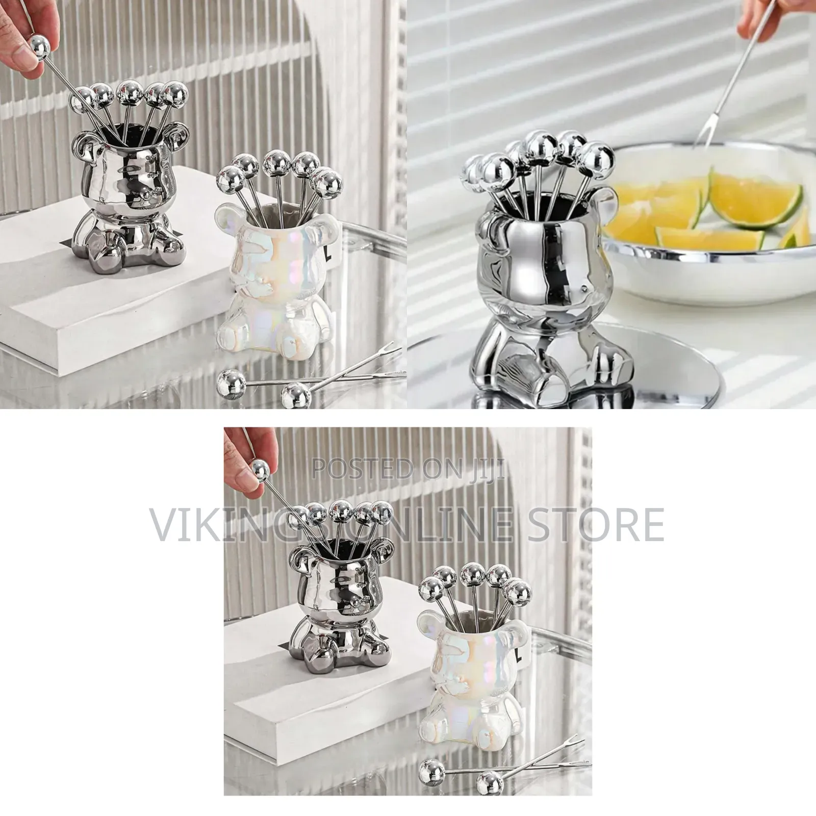Luxury Bear-Shaped Fruit Fork Set