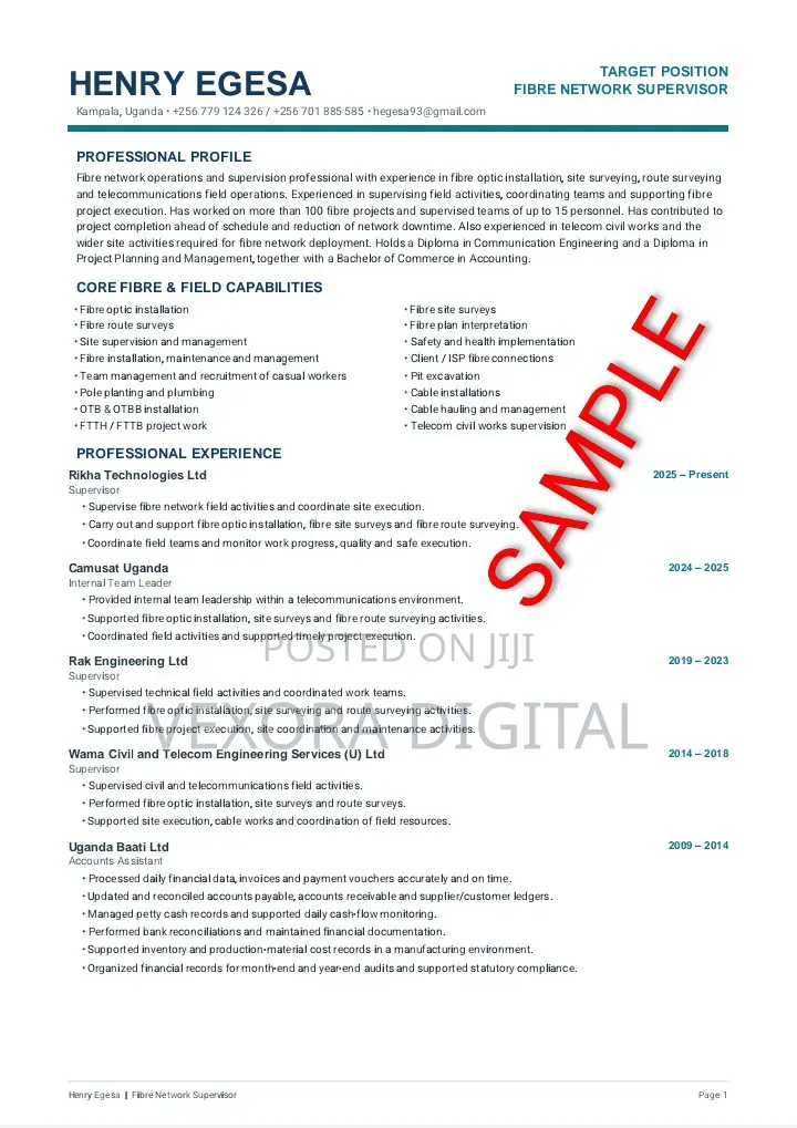 Professional Cv+ Cover Letter